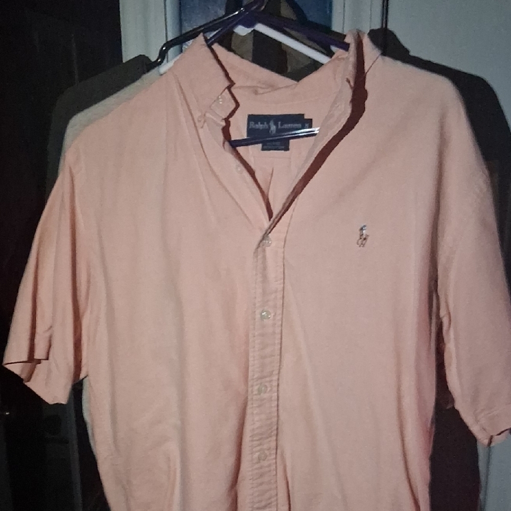 Ralph Lauren Peach Short-Sleeve Button-Down Shirt